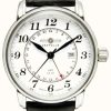 Men'S Zeppelin | Zeppelin Lz 127 Transatlantic Gmt | Black Leather Strap | White Dial