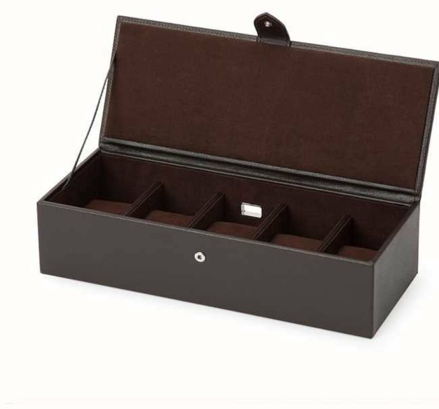 Jewelry WOLF Accessories | Wolf Blake Brown Pebble 5 Piece Watch Box