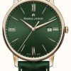 Men'S Maurice Lacroix | Maurice Lacroix Elrios Smoked Green Leather Strap Gold Plated Case