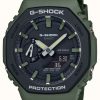 Men'S Casio | Casio G-Shock | Carbon Core | Green Rubber Strap | Digital Display