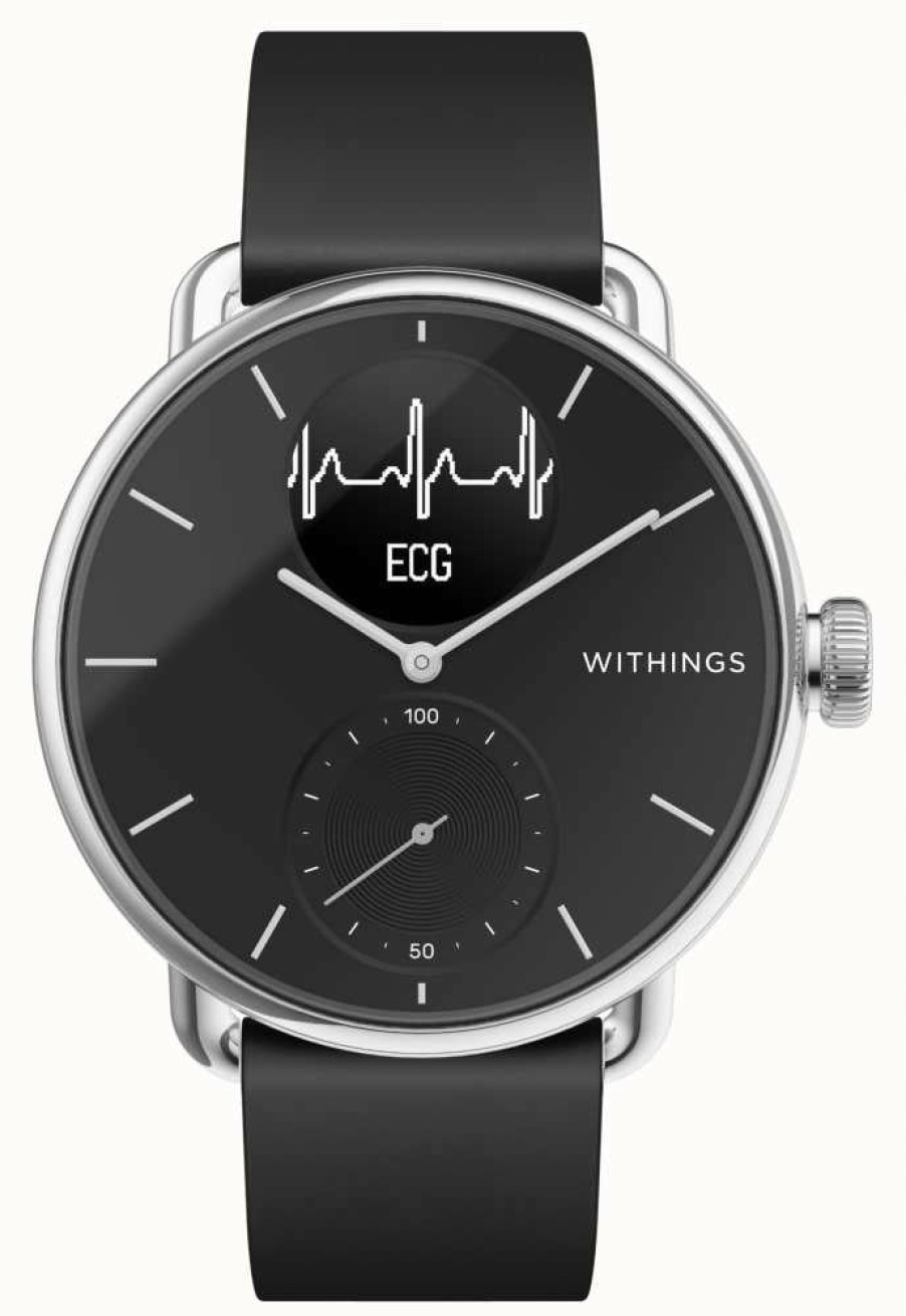 Jewelry Withings | Withings Scanwatch - Hybrid Smartwatch With Ecg (38Mm) Black Hybrid Dial / Black Silicone