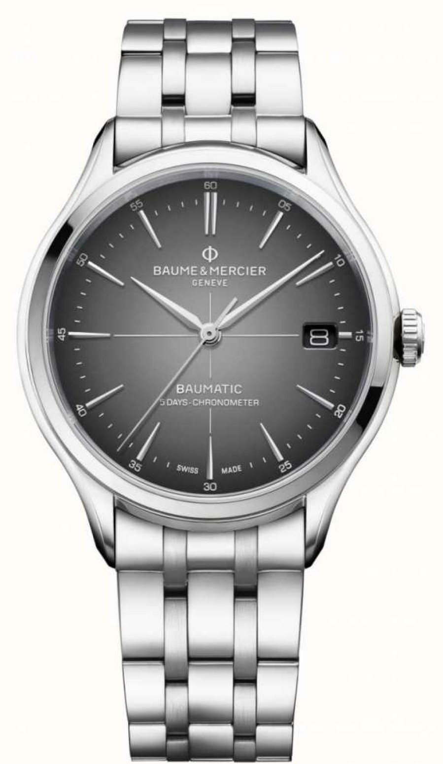 Men'S Baume & Mercier | Baume & Mercier Clifton Baumatic | Cosc Certified | Slate Grey Dial