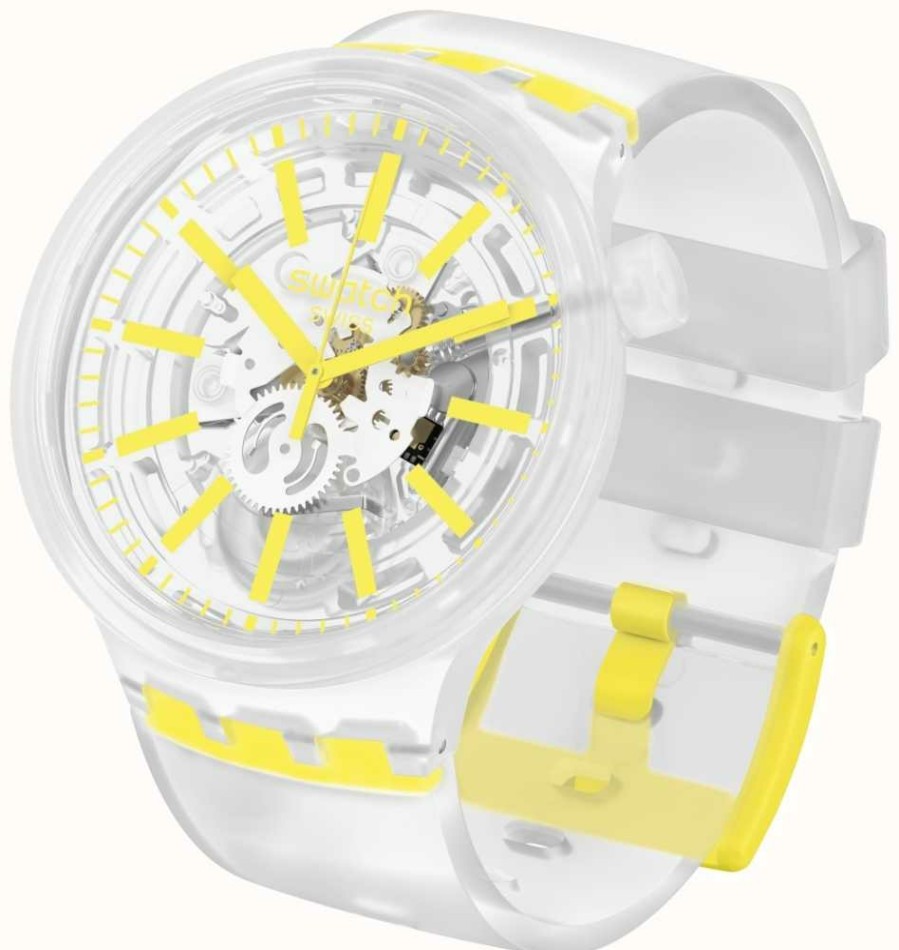 Men'S Swatch | Swatch Yellowinjelly | Big Bold | Clear Strap Watch