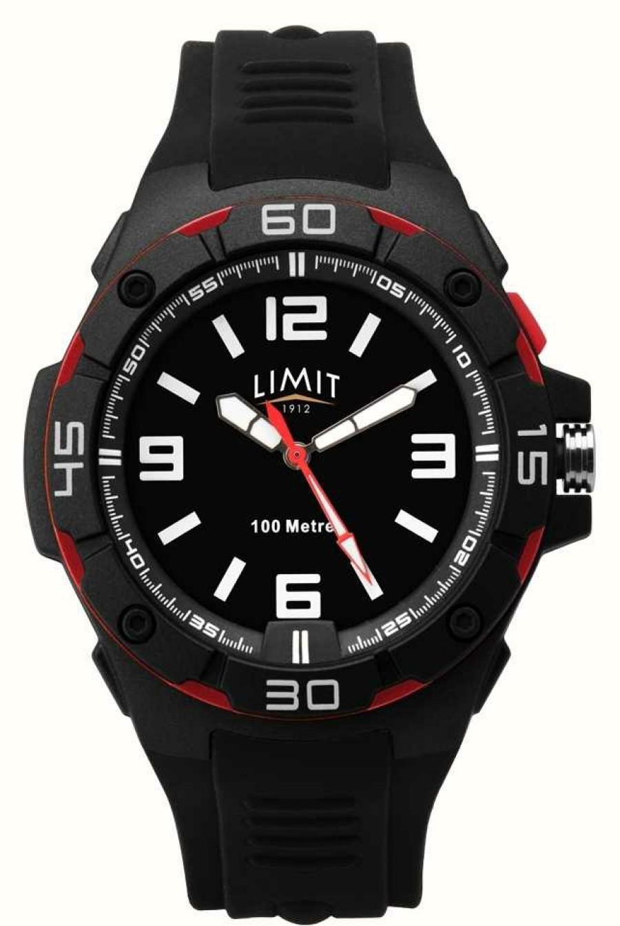 Men'S Limit | Limit | Men'S Black Rubber Strap | Black Dial | Red/Black Bezel