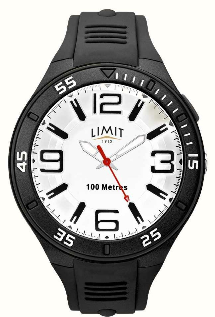 Men'S Limit | Limit Men'S Black Rubber Strap | White Dial