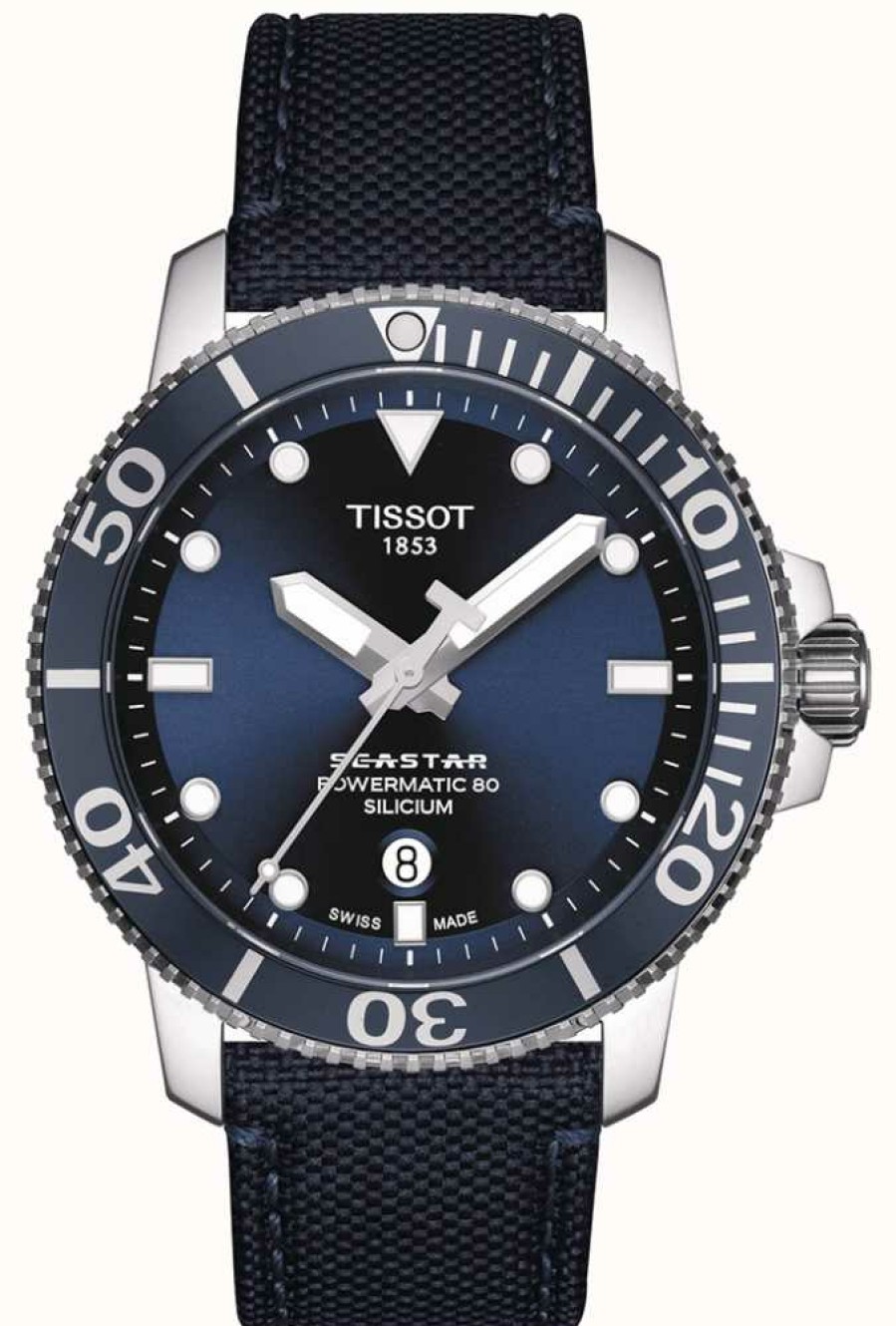 Men'S Tissot | Tissot Seastar 1000 Powermatic | Blue Fabric Strap | Blue Dial