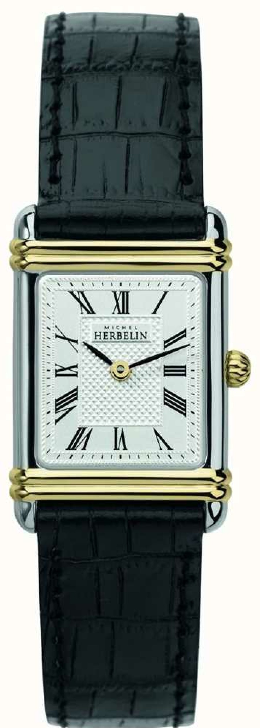 Women'S Herbelin | Herbelin Women'S Art Deco | Black Leather Strap | Silver Dial