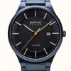 Men'S Bering | Bering Men'S Titanium | Solar | Brushed Blue | Blue Titanium Strap| Black Dial