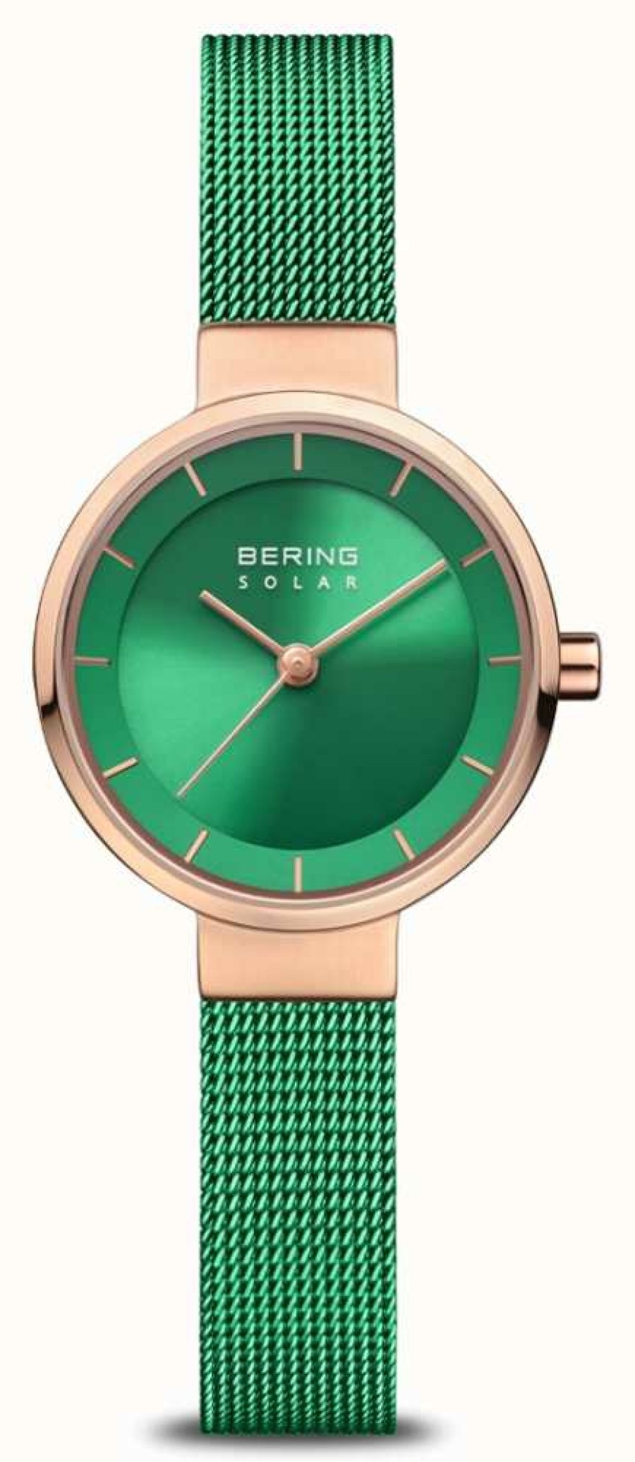 Women'S Bering | Bering Women'S Charity | Polished/Brushed Rose | Green Mesh Strap