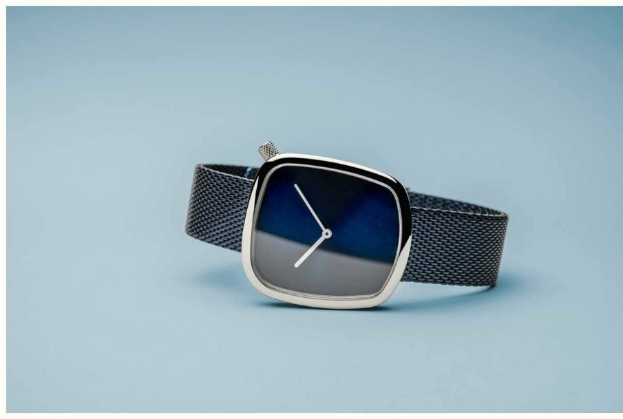 Women'S Bering | Bering Classic | Pebble | Blue Mesh Strap | Blue Dial