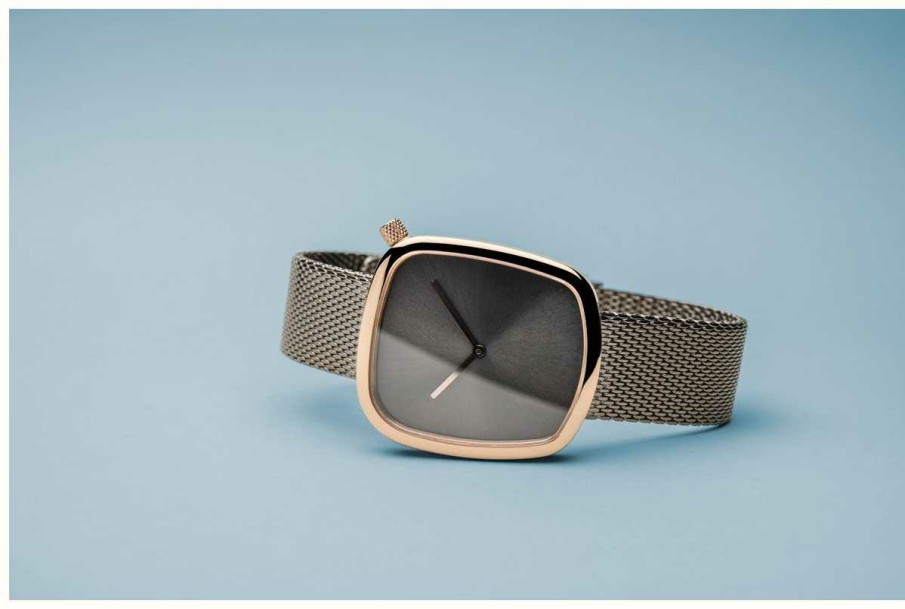 Women'S Bering | Bering Classic | Pebble | Grey Mesh Bracelet | Grey Dial