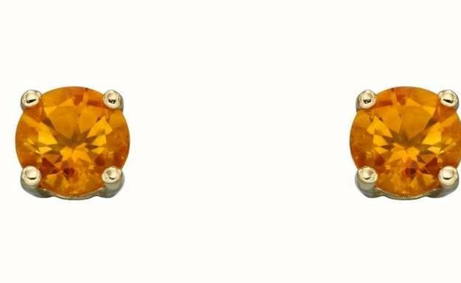 Jewelry Elements Gold | Elements Gold 9Ct Yellow Gold Citrine Cz November Studs