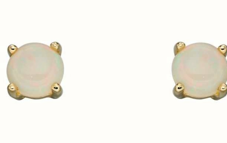 Jewelry Elements Gold | Elements Gold 9Ct Yellow Gold Opal October Birthstone Studs