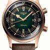 Men'S LONGINES | Longines Legend Diver Bronze Automatic (42Mm) Green Dial / Brown Leather + Green Nato