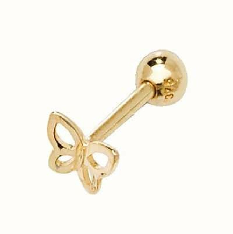 Jewelry James Moore | James Moore Th 9K Gold Butterfly Cartilage 8.5Mm Post Single Stud