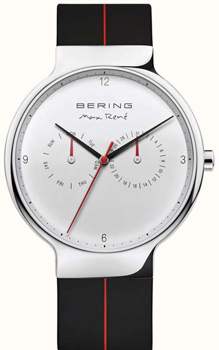 Men'S Bering | Bering Max Rene | Black Rubber Strap | Silver Dial