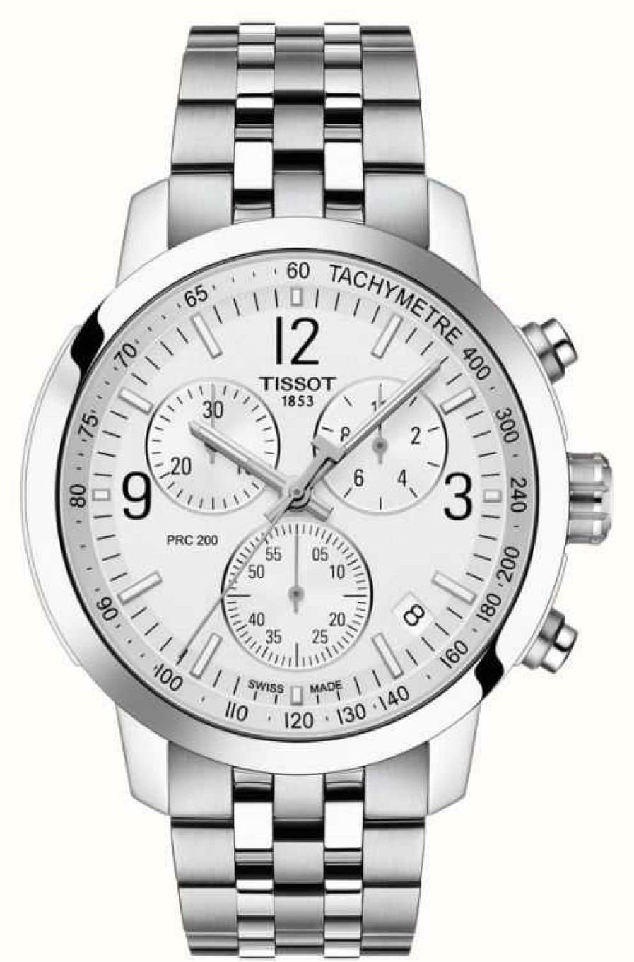 Men'S Tissot | Tissot Prc 200 | Chronograph | Silver Dial | Stainless Steel