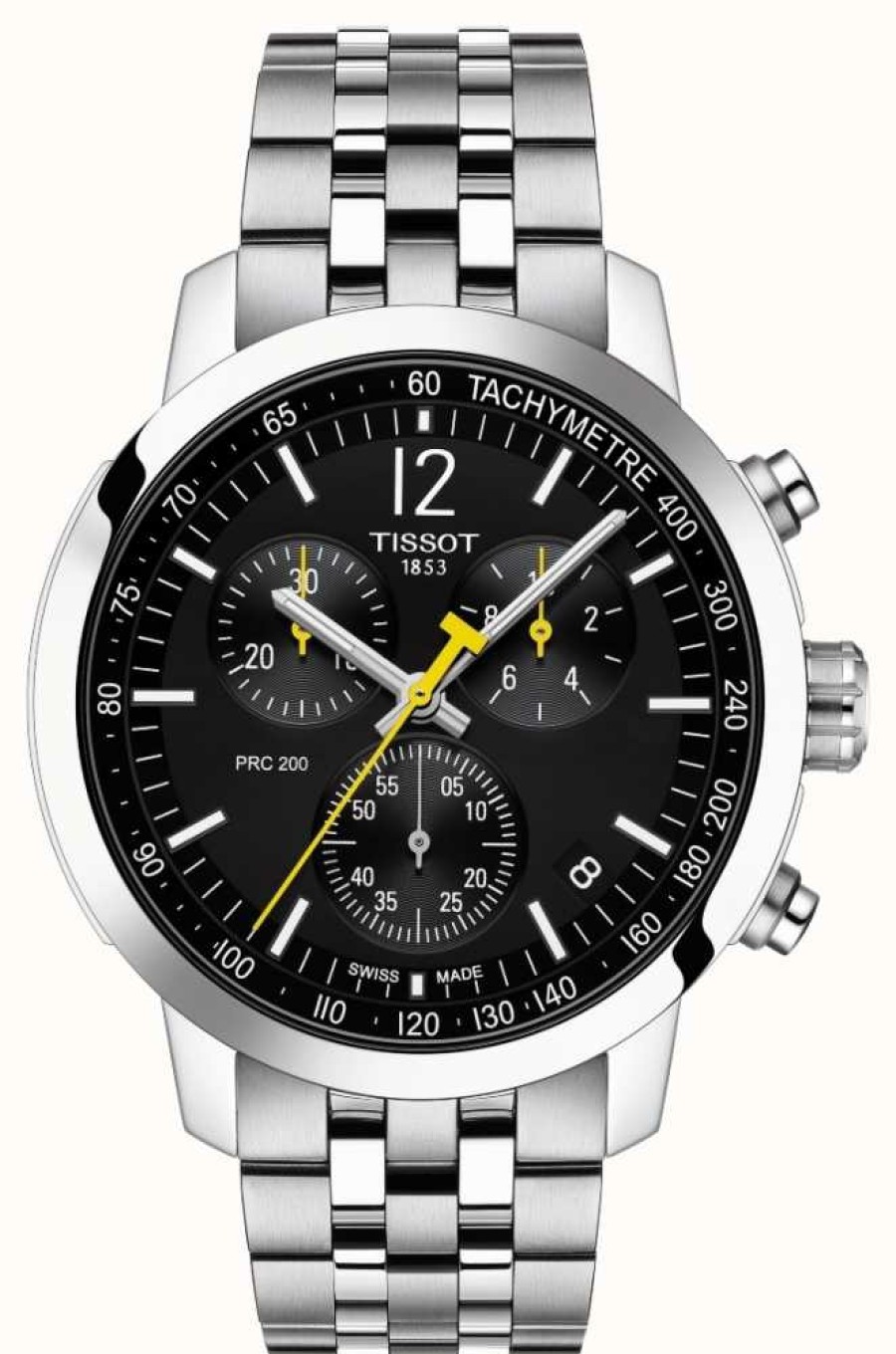 Men'S Tissot | Tissot Prc 200 | Chronograph | Black Dial | Stainless Steel