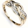 Jewelry Elements Gold | Elements Gold 9Ct Yellow Gold Diamond Three Strand Criss-Cross Ring