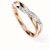 Jewelry Elements Gold | Elements Gold 9Ct White And Rose-Gold Diamond Twist Ring