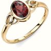 Jewelry Elements Gold | Elements Gold 9Ct Yellow Gold Garnet Celtic Style Ring