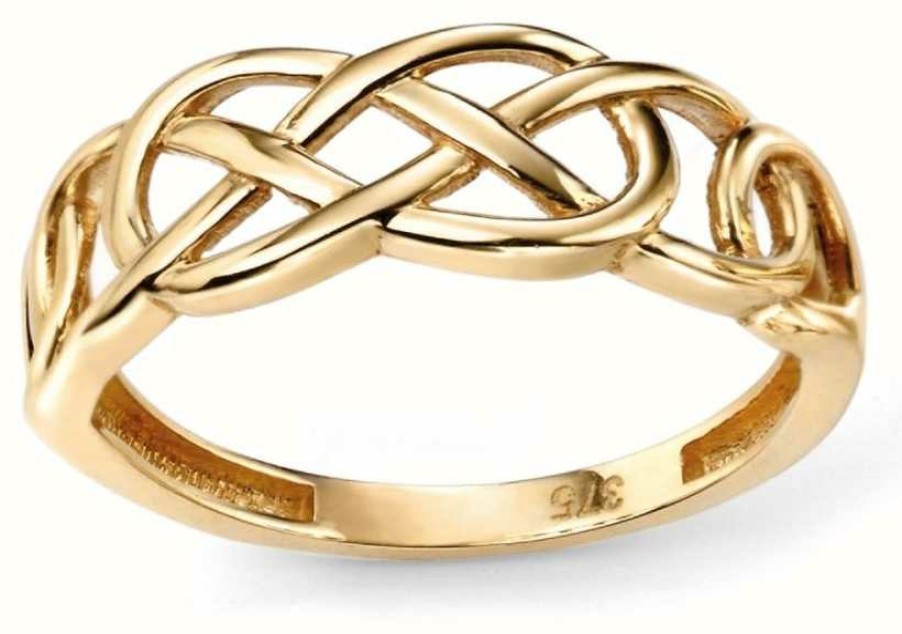 Jewelry Elements Gold | Elements Gold 9Ct Yellow Gold Plain Celtic Pattern Ring Size Eu 54 (Uk N)