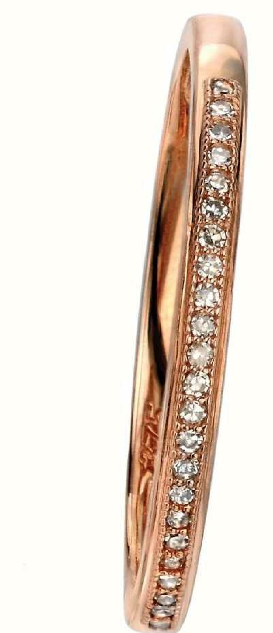 Jewelry Elements Gold | Elements Gold 9Ct Rose Gold Diamond Set Pave Ring Set Eu 54 (Uk N)