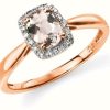 Jewelry Elements Gold | Elements Gold 9Ct Rose Gold Diamond And Pink Morganite Ring Size Eu 58 (Uk Q 1/2)