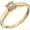 Jewelry Elements Gold | Elements Gold 9Ct Yellow Gold Diamond Cluster Ring Size Eu 52 (Uk L 1/2)