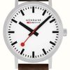 Men'S Mondaine | Mondaine Classic 40 Mm | Brown Vegan Grape Leather Strap | White Dial