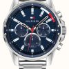 Men'S Tommy Hilfiger | Tommy Hilfiger Men'S Mason | Stainless Steel Silver Bracelet | Blue Dial