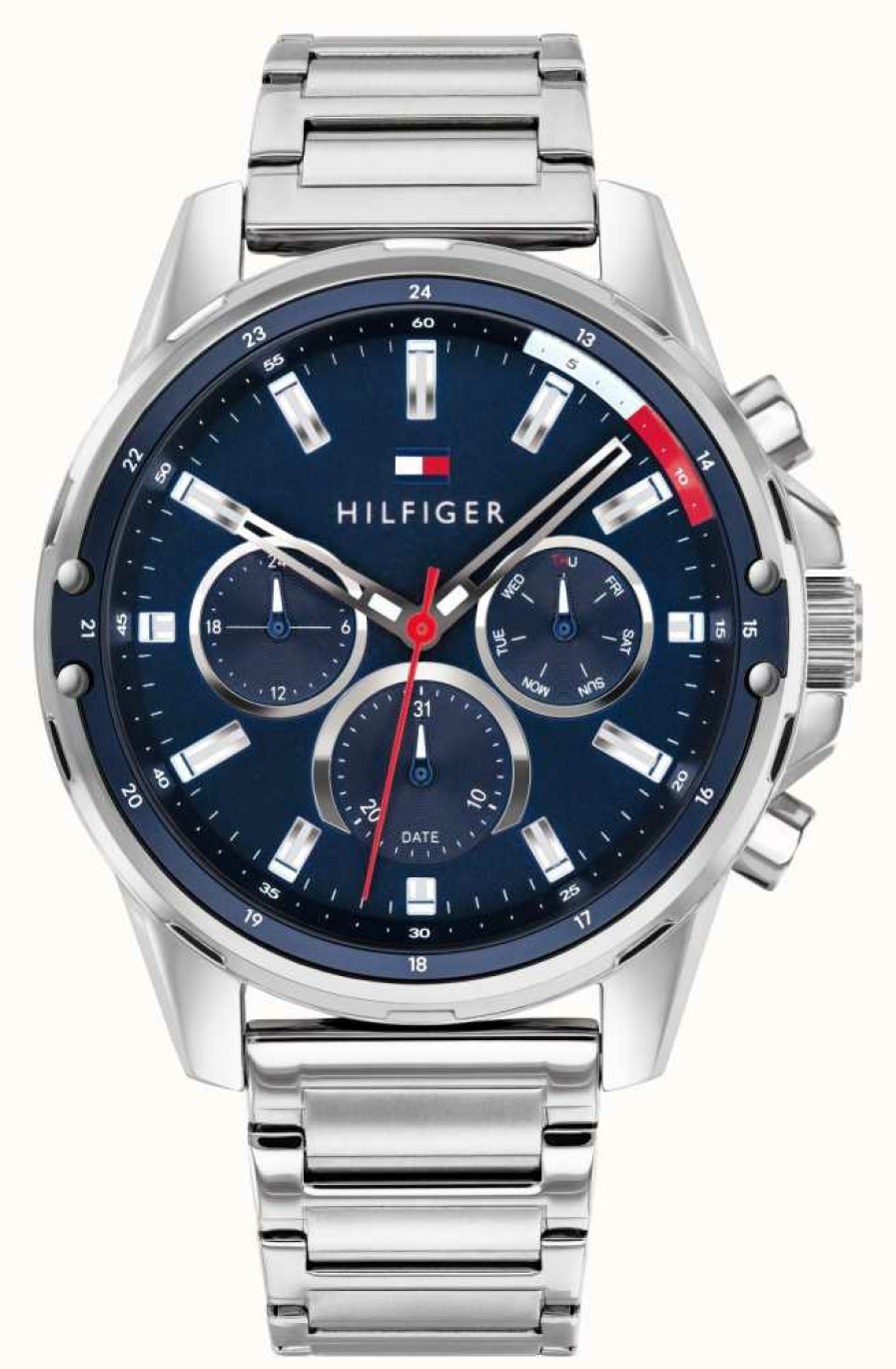 Men'S Tommy Hilfiger | Tommy Hilfiger Men'S Mason | Stainless Steel Silver Bracelet | Blue Dial