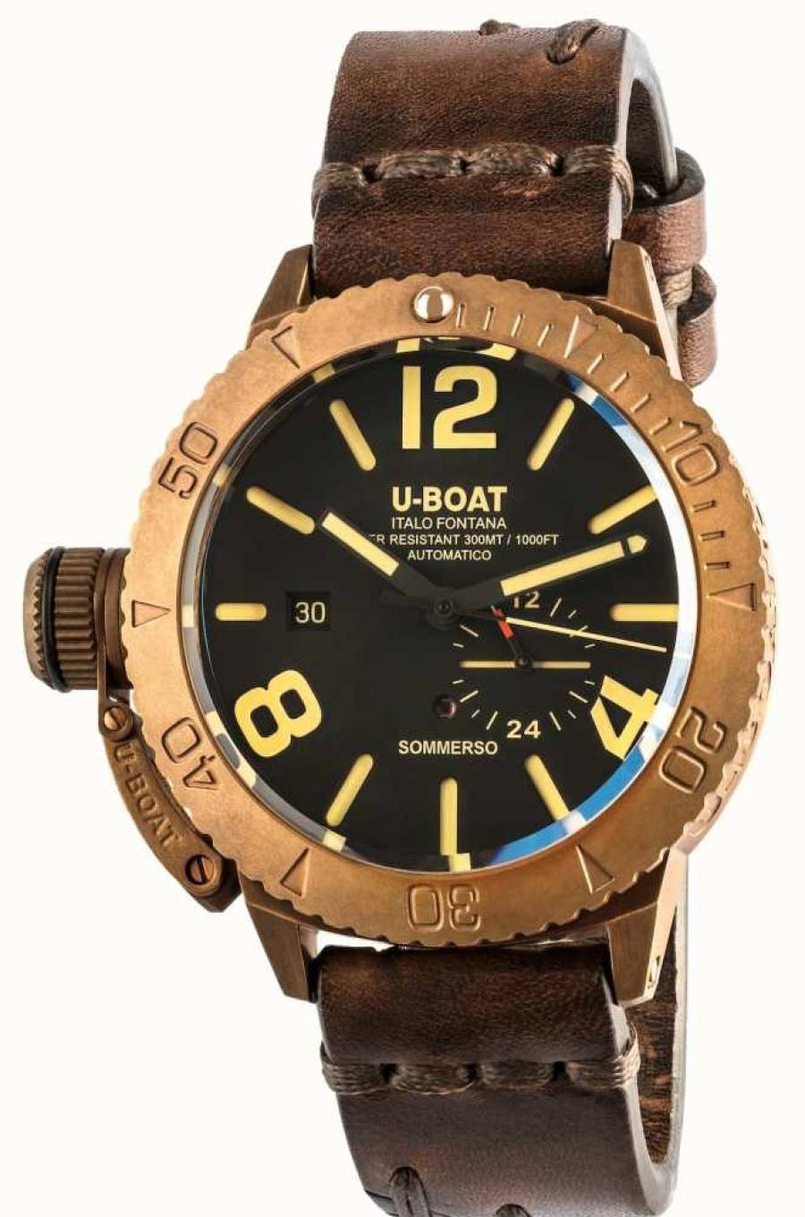 Men'S U-Boat | U-Boat Sommerso 46 Bronze Automatic Brown Leather Strap