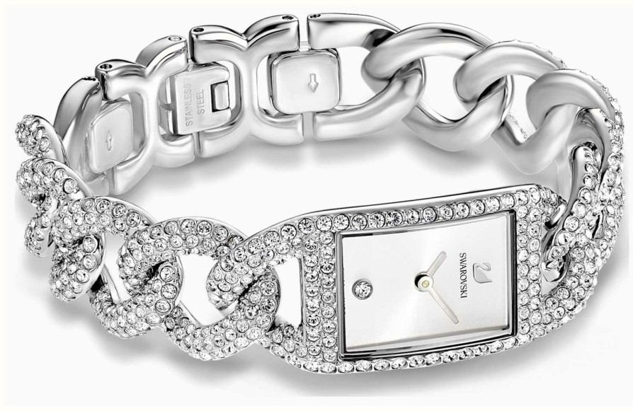 Women'S Swarovski | Swarovski Cocktail (16.5Mm) Silver Dial / Crystal Set Stainless Steel