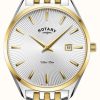 Men'S Rotary | Rotary Men'S Ultra Slim | Two-Tone Steel Bracelet | Silver Dial