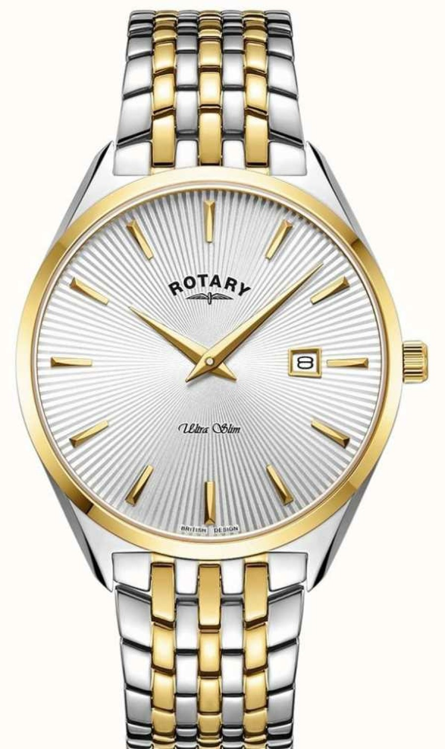 Men'S Rotary | Rotary Men'S Ultra Slim | Two-Tone Steel Bracelet | Silver Dial