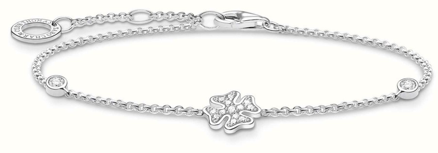 Jewelry Thomas Sabo Jewellery | Thomas Sabo Silvr Cloverleaf Stone Bracelet | 925 Sterling Silver