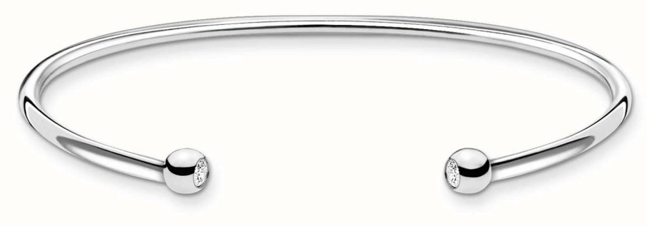 Jewelry Thomas Sabo Jewellery | Thomas Sabo Minimalist Silver Bangle | Silver Dots | 15.5 Cm