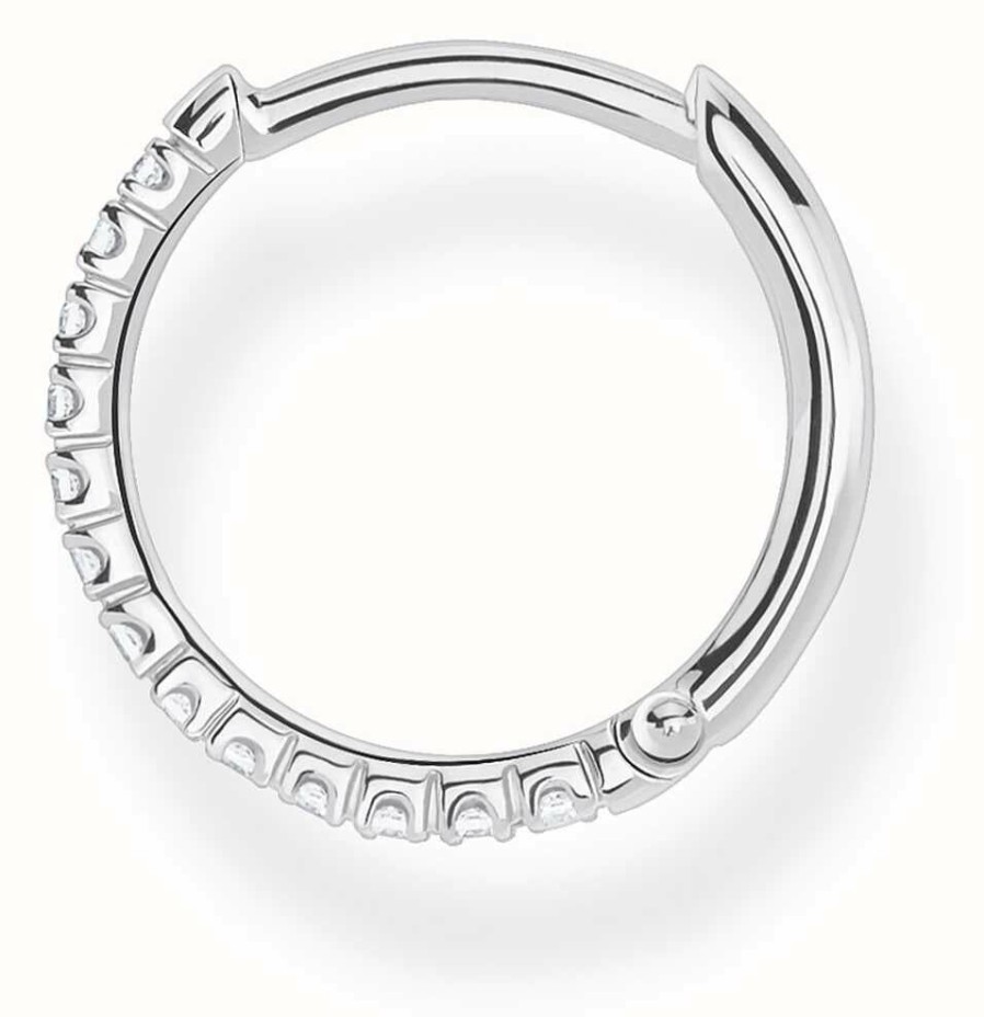 Jewelry Thomas Sabo Jewellery | Thomas Sabo Sterling Silver Single Hoop Earring | Silver Stones 15Mm