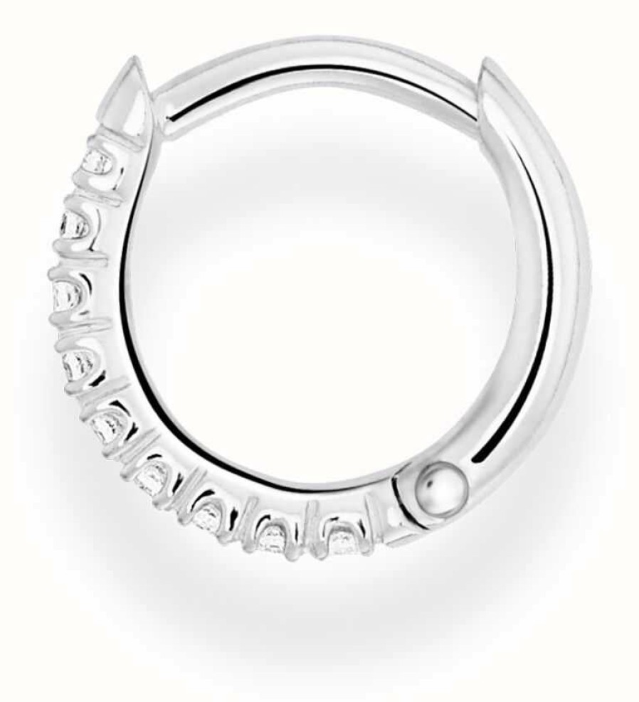 Jewelry Thomas Sabo Jewellery | Thomas Sabo Sterling Silver Single Hoop Earring | Silver Stones 12Mm