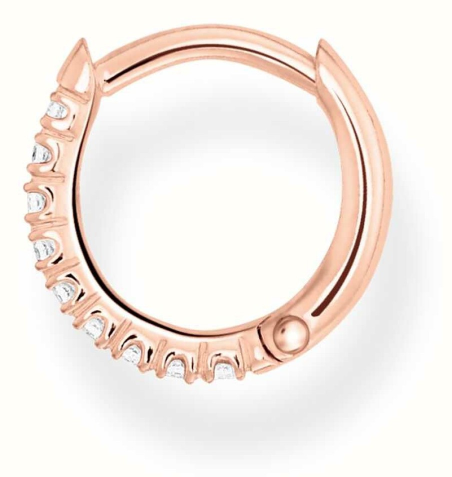 Jewelry Thomas Sabo Jewellery | Thomas Sabo 18K Rose Gold Single Hoop Earring | Silver Stones 12Mm