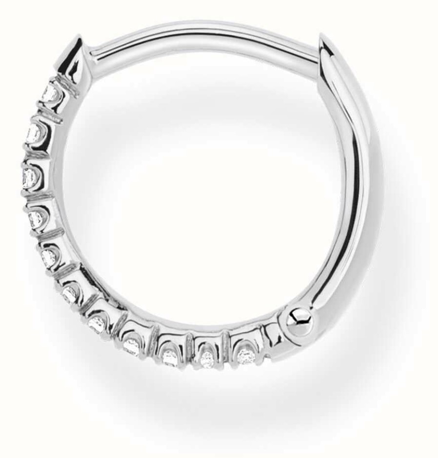 Jewelry Thomas Sabo Jewellery | Thomas Sabo Sterling Silver Single Hoop Earring | Silver Stones 13.5Mm