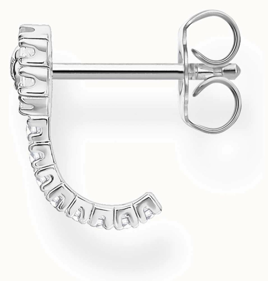 Jewelry Thomas Sabo Jewellery | Thomas Sabo Sterling Silver Single Half Hoop Earring | White Stones