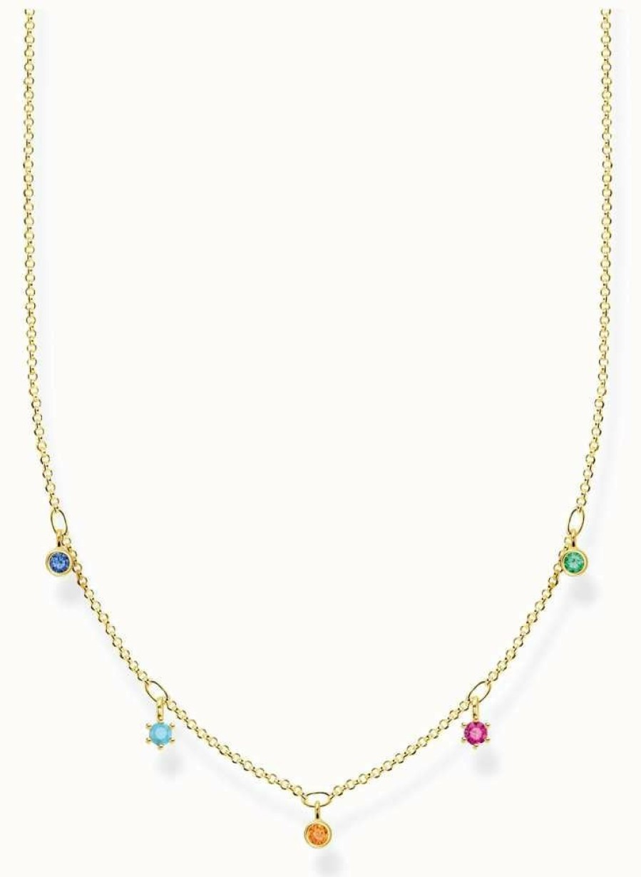 Jewelry Thomas Sabo Jewellery | Thomas Sabo 18K Yellow Gold Plated Necklace | Colourful Stones