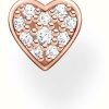 Jewelry Thomas Sabo Jewellery | Thomas Sabo 18K Rose Gold Plated Single Heart Stud Earring