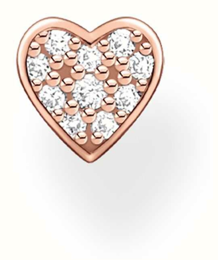 Jewelry Thomas Sabo Jewellery | Thomas Sabo 18K Rose Gold Plated Single Heart Stud Earring