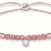 Jewelry Thomas Sabo Jewellery | Thomas Sabo Charming | Silver Stone Rose Quartz Beaded Tie Bracelet