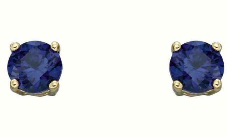 Jewelry Elements Silver | Elements Gold 9K Yellow Gold Sapphire September Stud Earrings