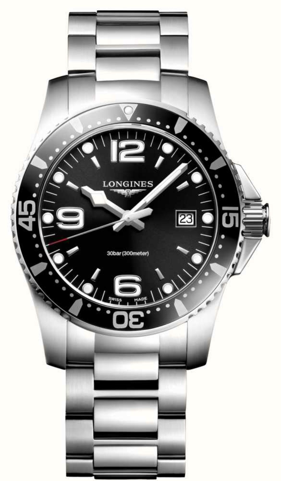 Men'S LONGINES | Longines Men'S Hydroconquest 41Mm Quartz Black Dial