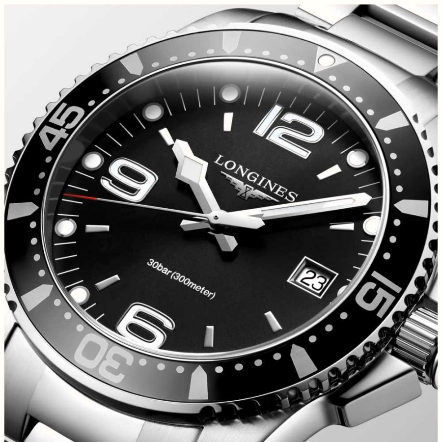 Men'S LONGINES | Longines Men'S Hydroconquest 41Mm Quartz Black Dial